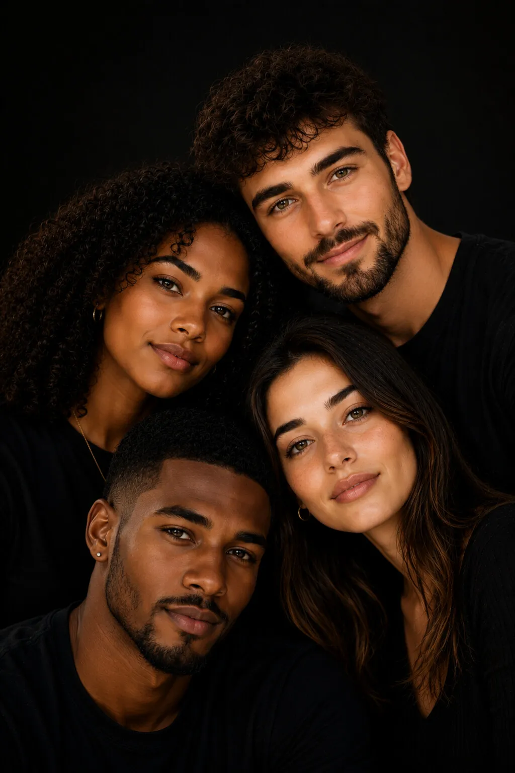 Portrait couleur de quatre visages réunis