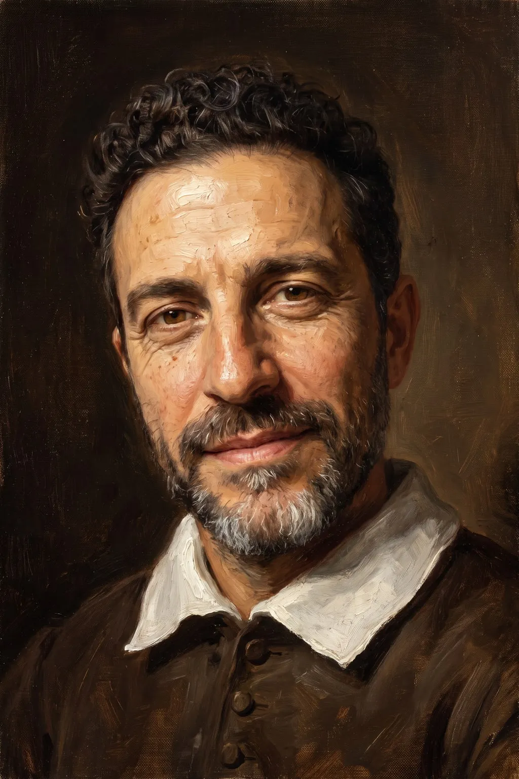 Portrait d'homme peint à l'huile façon maîtres anciens, généré à partir d'une photo
